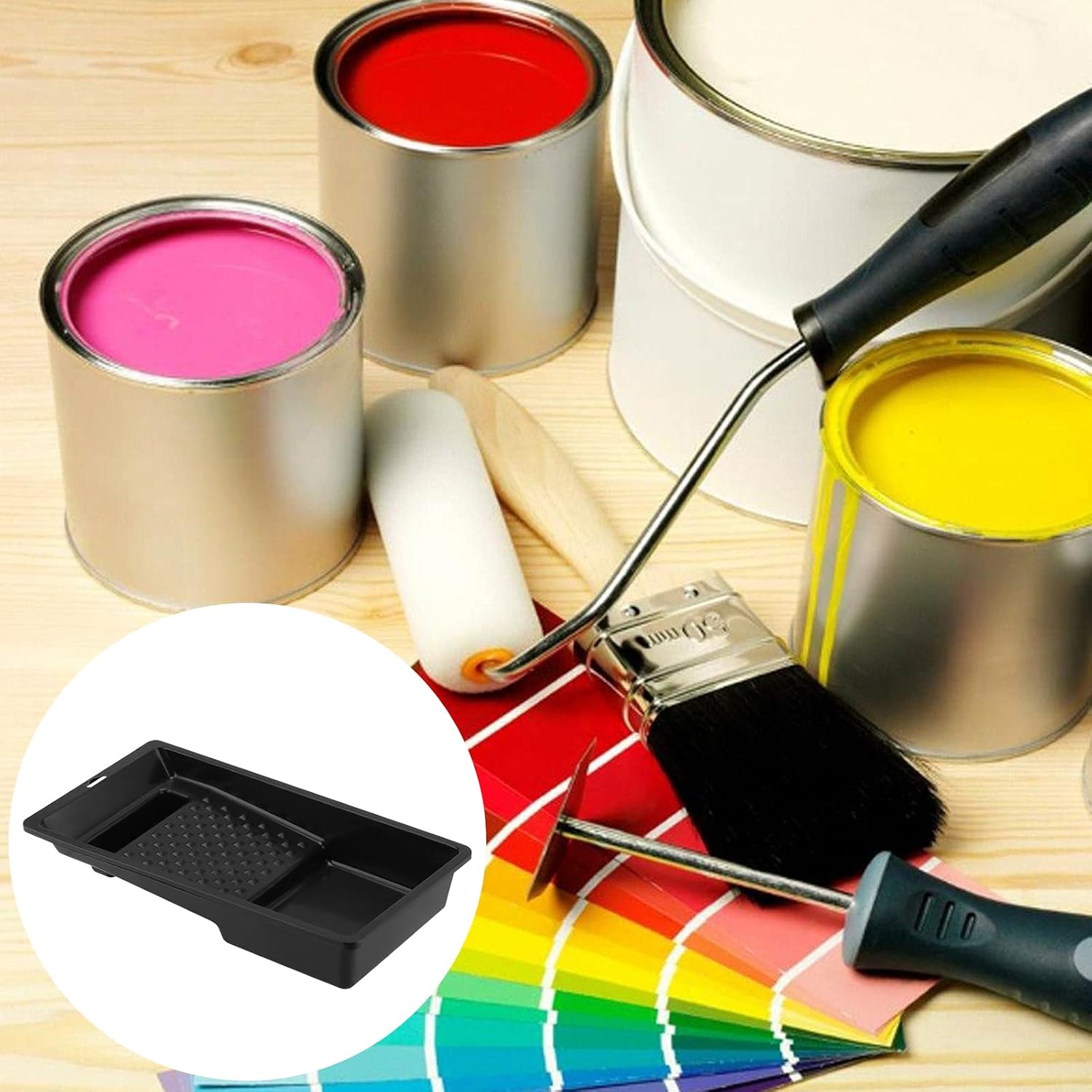 KEILEOHO 24 PCS 4 Inch Paint Roller Trays Liner, Disposable Plastic Paint Trays Liners, Small Paint Tray for Rollers, Plastic Paint Pan Trays for DIY Projects, Home Improvement, Painting Walls, Black