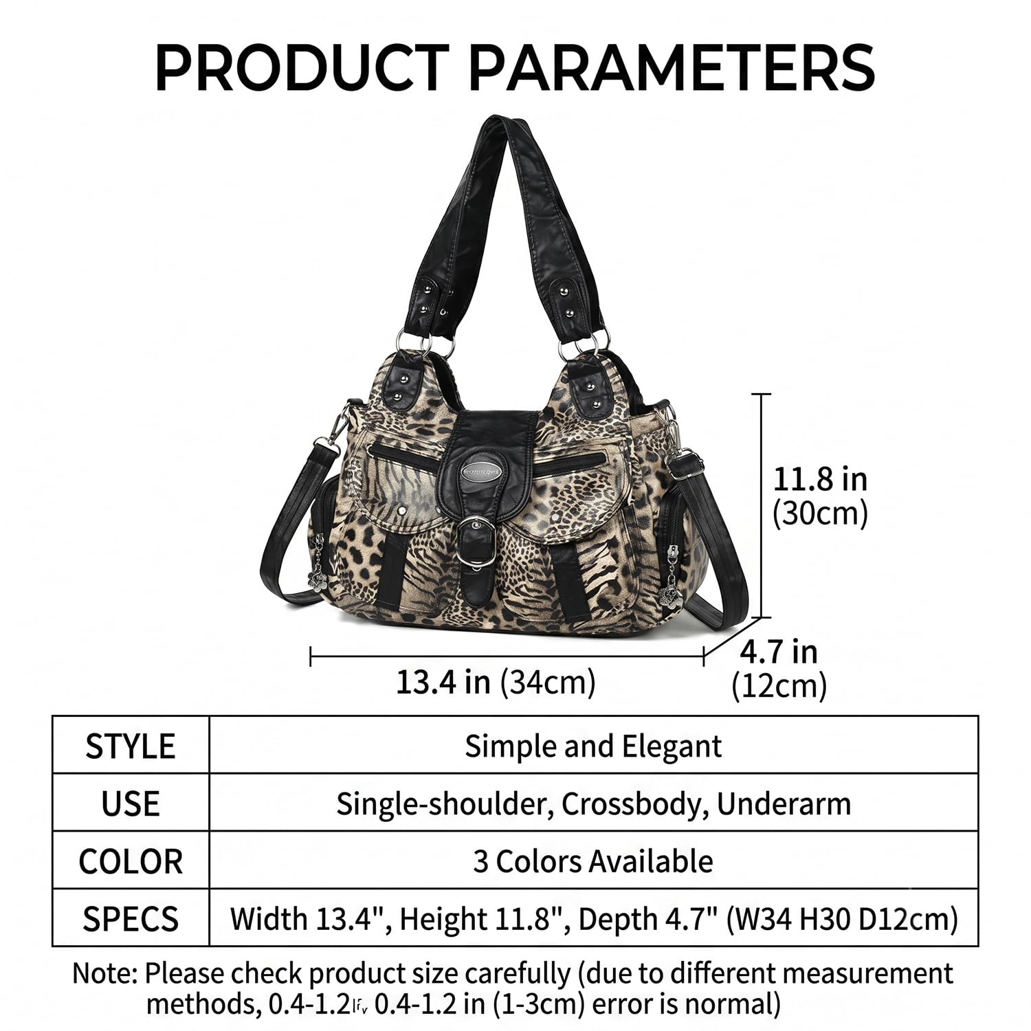 Damen Tasche Damenhandtasche Handtasche Hobo Schultertasche Shopper aus PU-Leder Damentasche Umhängetasche Taschen Leopardenmuster Henkeltasche für Frauen Mutter