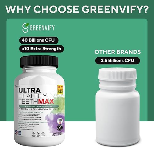 Miniatura 8 de Suplemento probiótico Ultra Healthy Teeth Max, 40 mil millones de UFC, 60 cápsulas, fórmula avanzada de salud bucal (1)