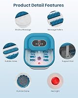 COMFIER Összecsukható Lábfürdő Masszírozóval - Shiatsu Görgők, Buborékos Vibráció, Fűtés 35-48°C, Időzítő, Pedikűr Habkő, Fekete 7