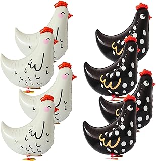 8pcs walking chicken animal balloons,white and black chicken walking balloons animals birthday party decorations supplies