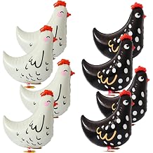 8pcs walking chicken animal balloons,white and black chicken walking balloons animals birthday party decorations supplies