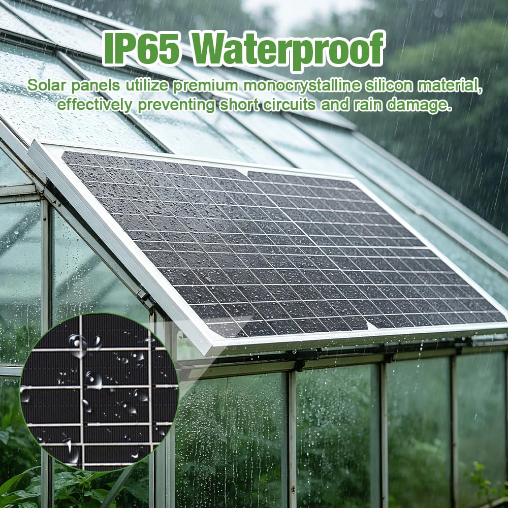 Foreverup Solar Ventilator, 16W Solar Lüfter, Solarpanel Ventilator, Solarmodul Lüfter Kit mit DC Doppelventilator für Gewächshaus, Hühnerstall, Schuppen, Haustierhaus