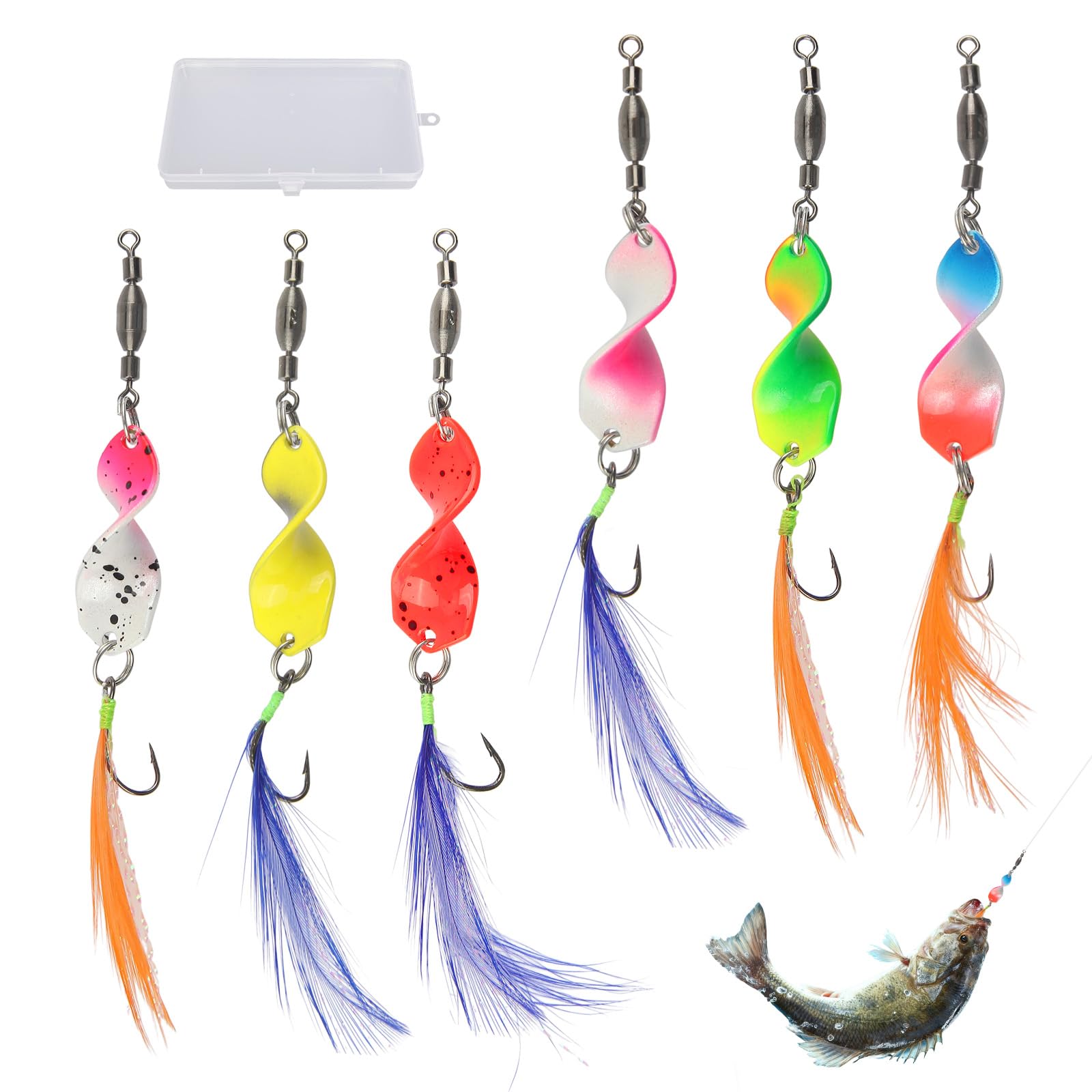 Set di 6 Esche Artificiali Spinning con Rolling Swivels Spoon Trout Area Colore Spoon Trota Resistenti All'usura Pesca Trota Lago per Spigole Trote Pesce Persico Salmoni Lucci e Granchi