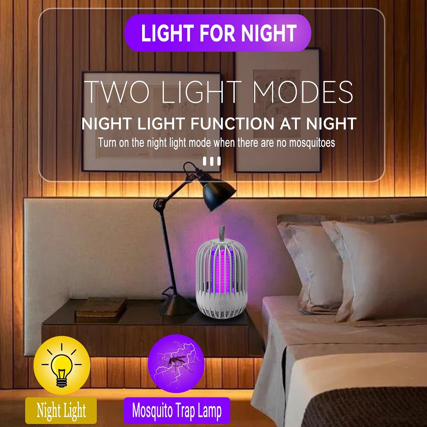 Rechargeable Bug Zapper, Mosquito Zapper,Fly Zapper Indoor & Outdoor with USB Power Supply,Powerful Electric Mosquito Trap for Home, Garden, Patio