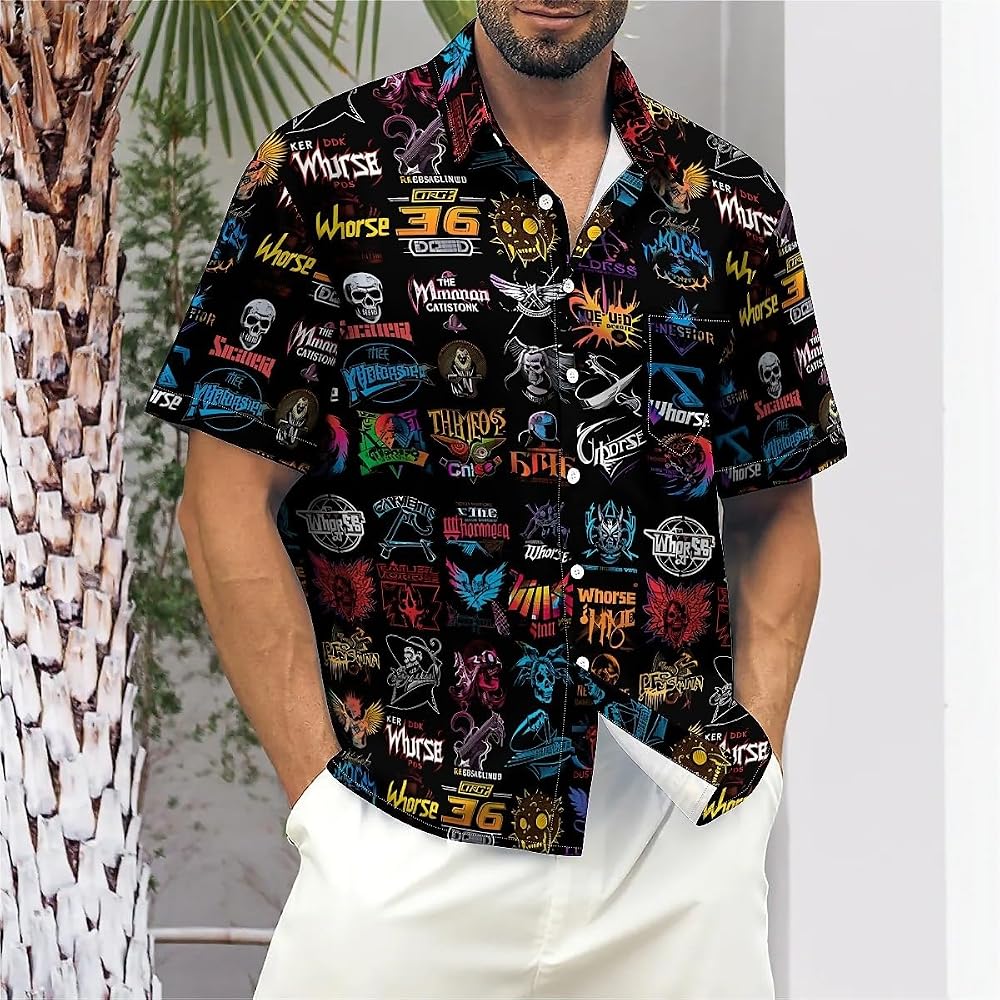 Amazon.com: Loricete Beach Loose-Fit Shirts for Men Band Short