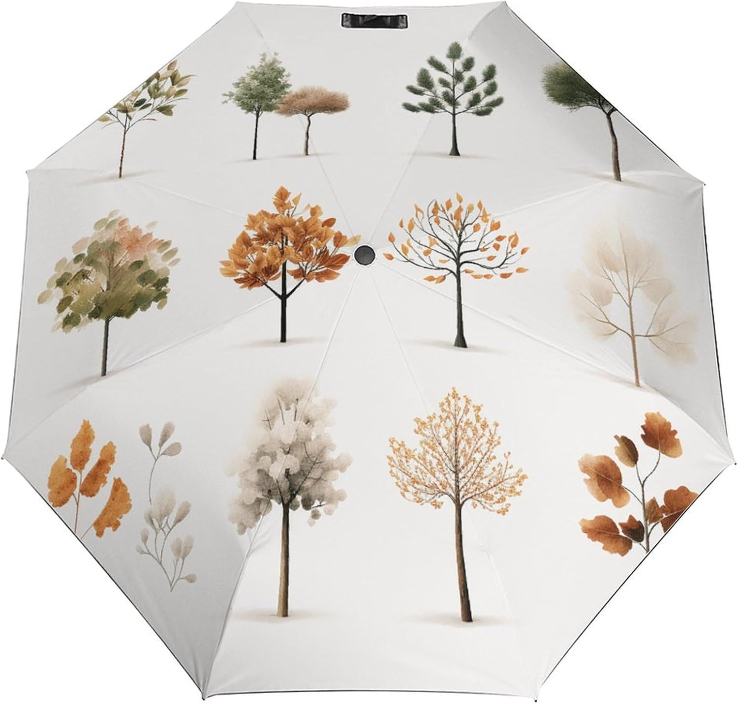Different Tree Types Windproof Travel Umbrella, One-Click Automatic Open And Close, Portable Compact Folding Umbrella for Women Men, Fits Backpack & Car