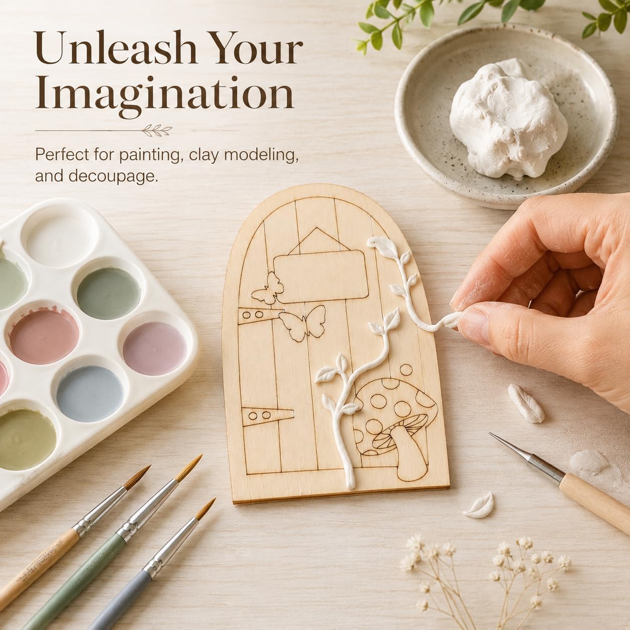 Hemoton Wooden Fairy Door Unpainted Wood Mini 36 Pieces for Crafts