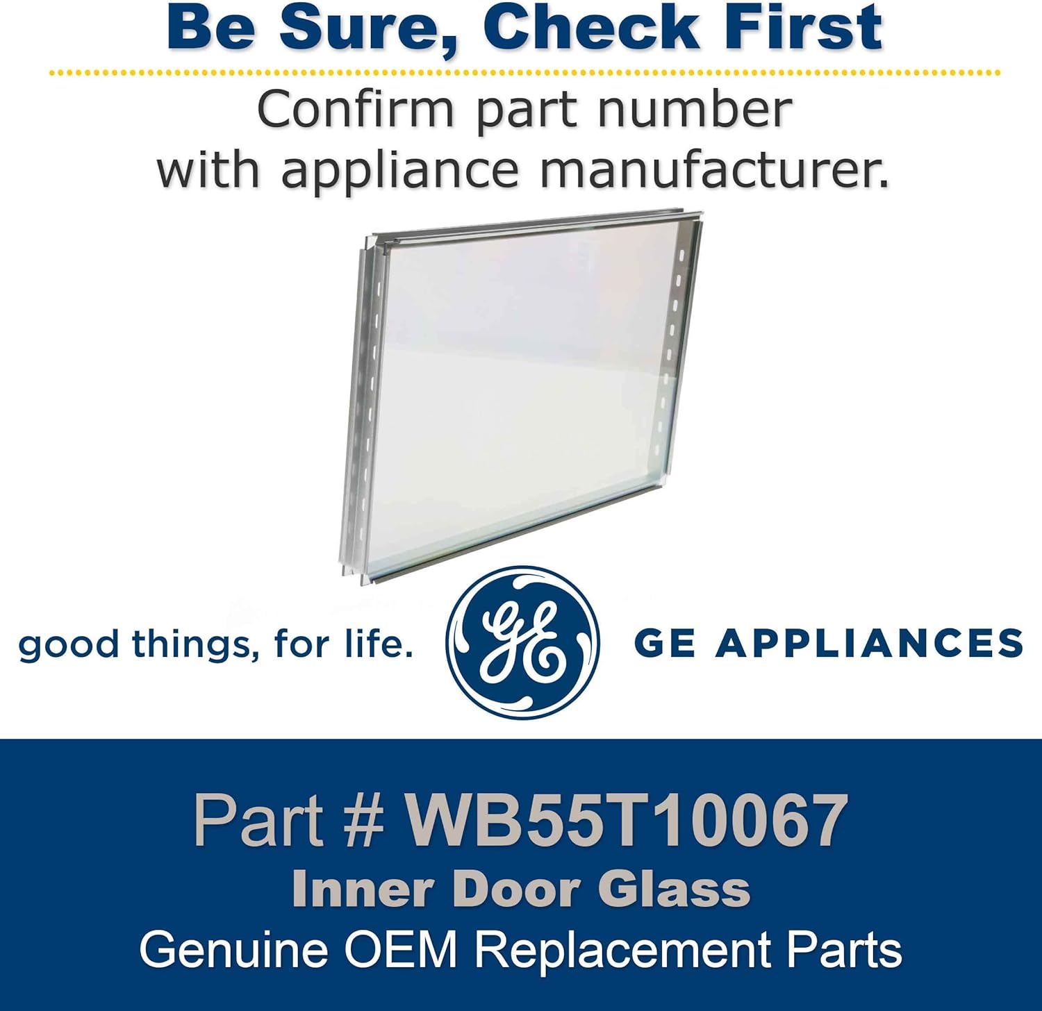 GE WB55T10067 Genuine OEM Door Middle Glass for GE Range/Stove/Ovens