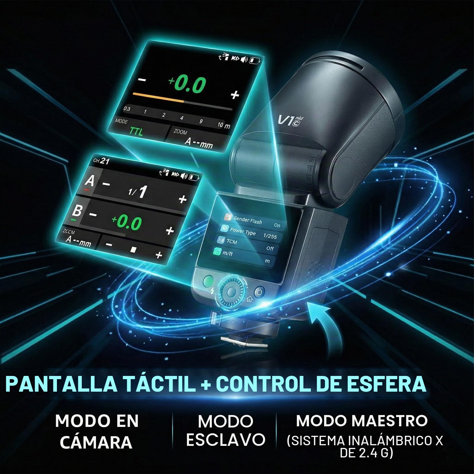 Godox V1 MID S Flash para Sony, Speedlite de Cabeza Redonda 55Ws, óptica 24mm, más de 650 Disparos, TTL/HSS 1/8000s, Compatible con Sony Alpha A9 III a7III a7CII a7IV a7C a7RV a7 a6700 a6400 ZV-E10 II