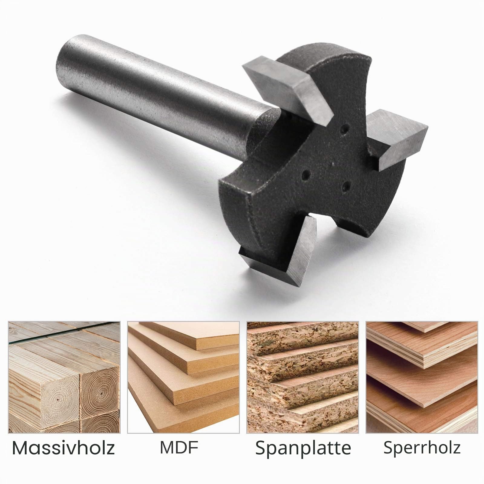 Genmitsu 3 x CNC-Spoilboard-Fräser-Bits mit 3 Nuten, 1/4-Zoll-Schaft, 2,4 cm Schnittdurchmesser, Plattenfräser für Holzbearbeitung, RB03A