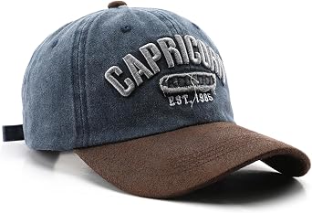 Capricorn Hat Colorblocking Distressed Vintage Baseball Cap Dad Hat