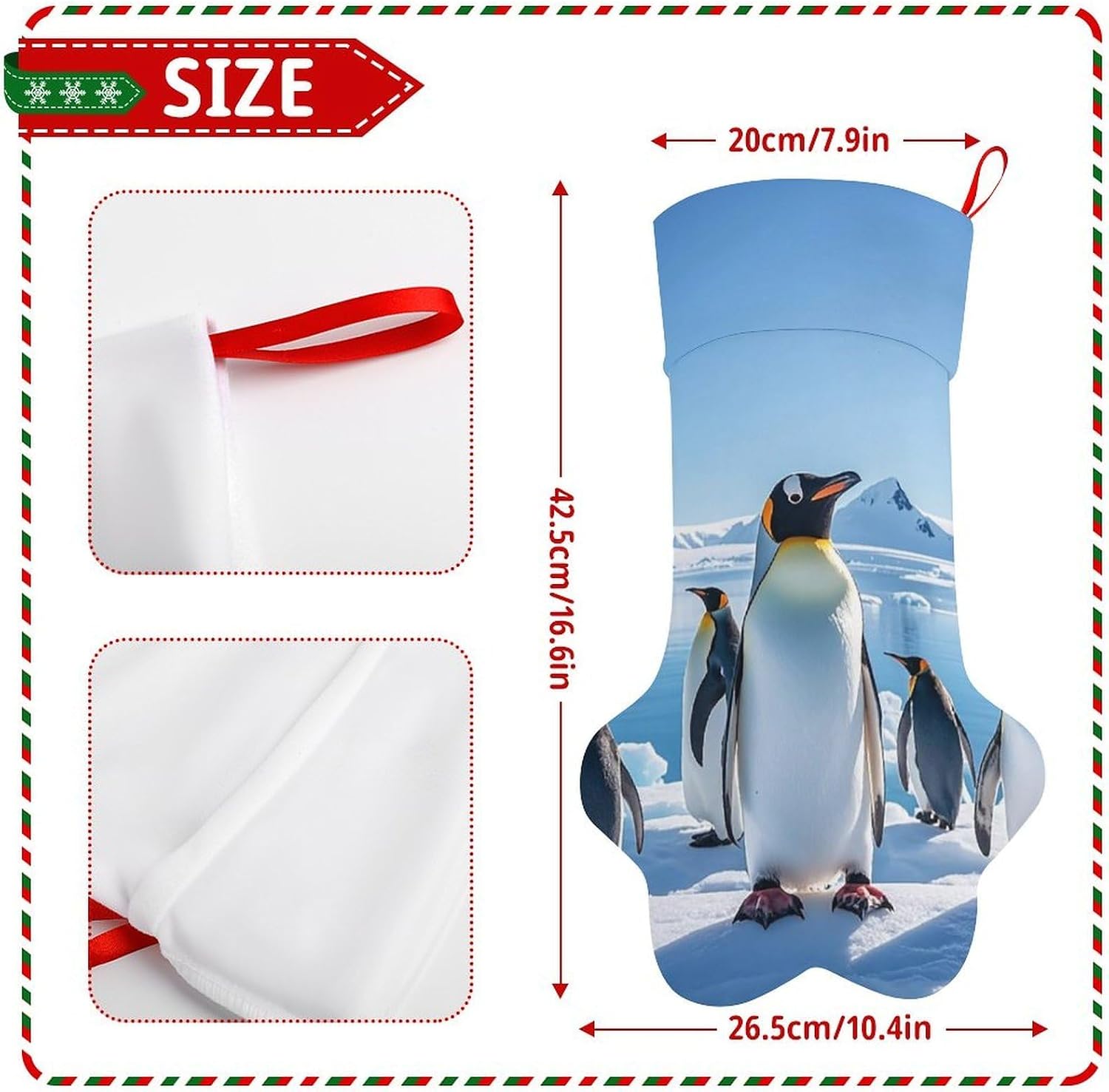 Penguin Antarctica Ice Paw Shape Stocking Cute Candy Gift Toy Sock Personalized Dog Paw Christmas Stocking Xmas Hanging Stockings Holiday Decorations Stockings image 2