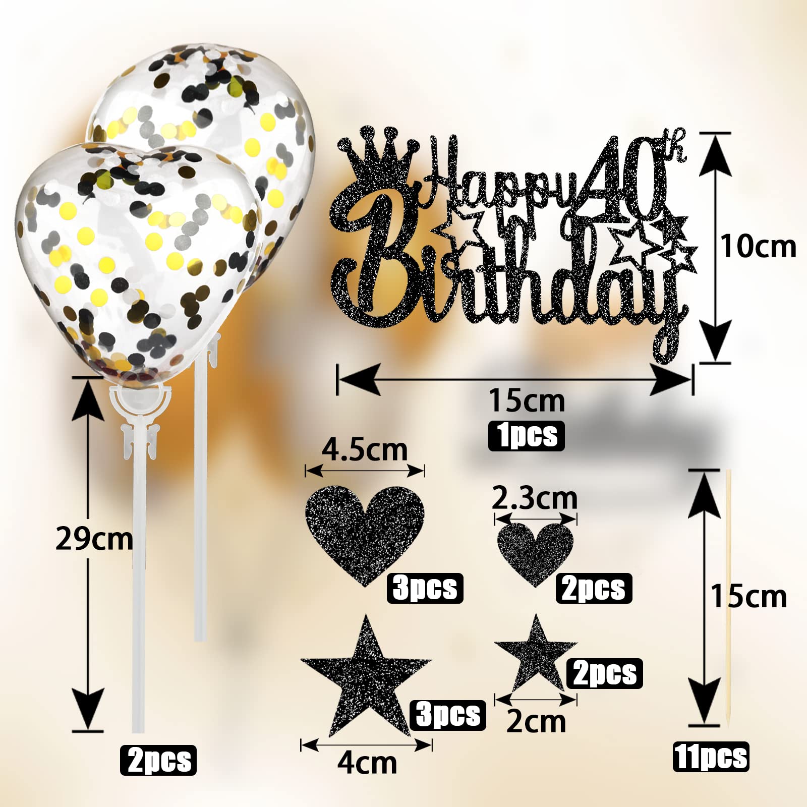DECORAZIONE PER TORTA CAKE TOPPER 40 GLITTER BLU 10 X 13 cm