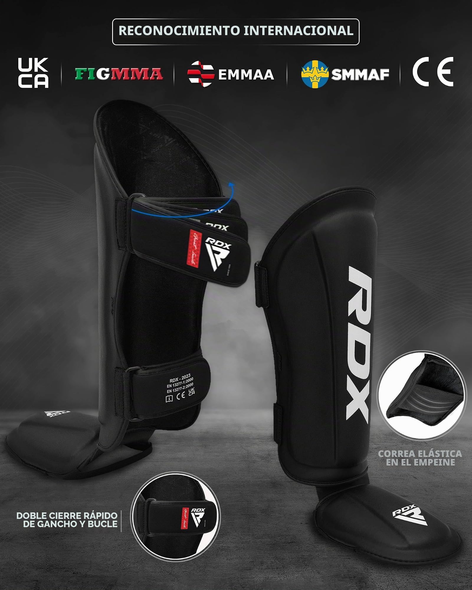 RDX MMA - Espinilleras para Empeine (Equipo de protección para Entrenamiento de Boxeo tailandés), Color Negro