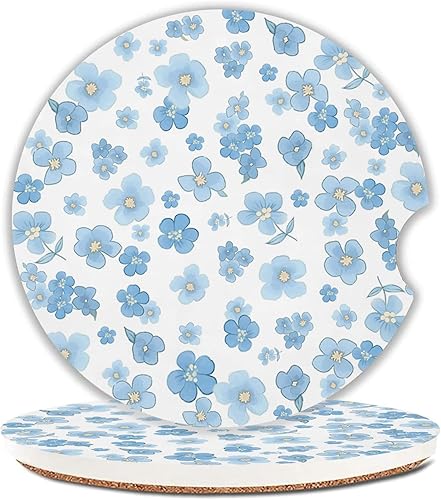 Miniatura 8 de Juego de 2 posavasos de mariposa para automóvil, portavasos de cerámica absorbente de 2.63 pulgadas, base de corcho antideslizante, con muesca de