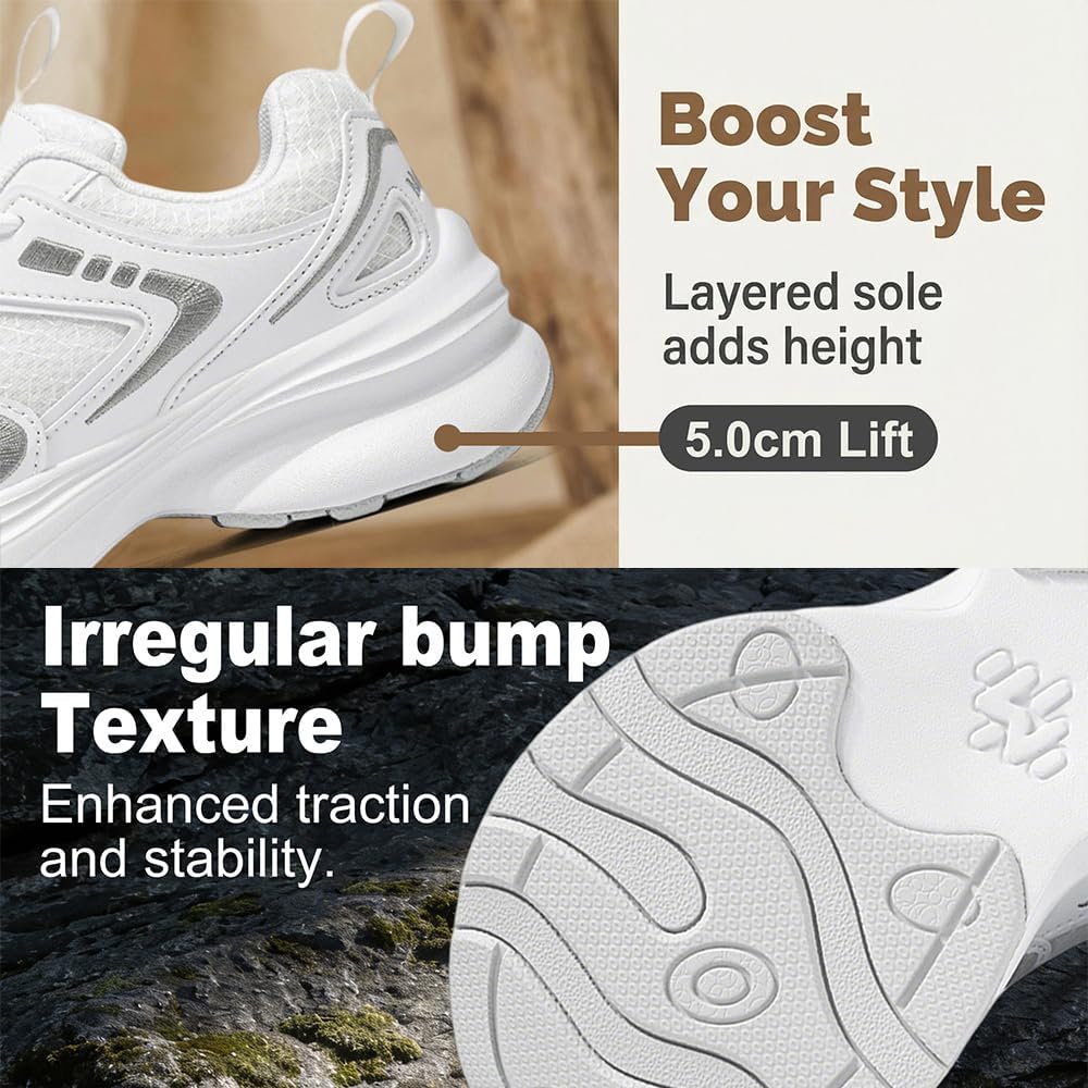 Chunky Sneakers for Women - Platform Dad Sneakers - Fashion White Sneakers - Comfortable Walking Shoes for Women