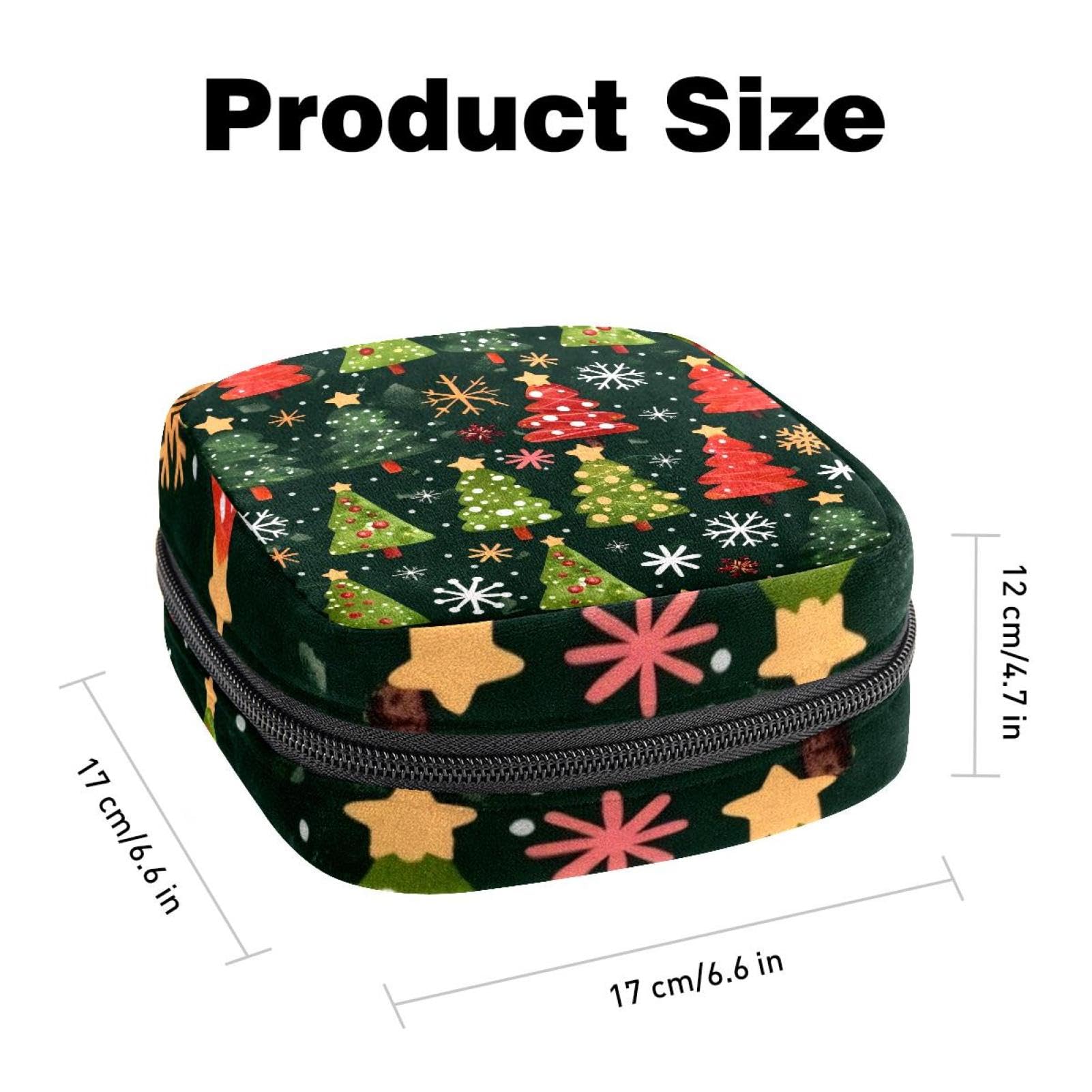 Sanitary Pads Bags, Winter Snowflakes Stars Christmas Tree Seamless Pattern Menstrual Cup Pouch Nursing Pad Holder, First Period Kit Bags for Teen Girls Women Ladies