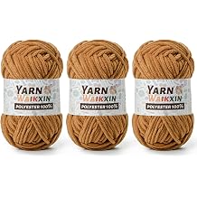 3 Light Tan Soft Chenille Yarn for Crocheting, Fluffy Chunky Crochet Yarn for Baby Blanket, 10.58oz/393yds Fuzzy Velvet Yarn for Amigurumi&DIY PuzzleCraftsScarf