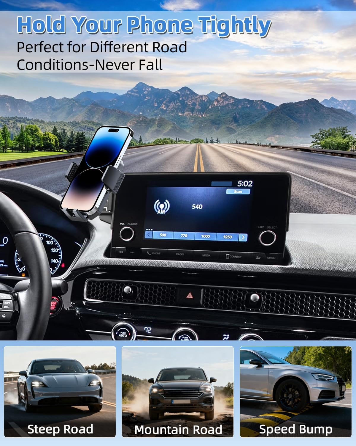 PZK Car Phone Mount for Honda Civic 2022-2025 2026 /Acura Integra 2023-2025 LX/EX/EX-L/Sport/Sport Hybrid/Touring/Si/Type R for 7/9-Inch Screen 360° Rotation Auto Lock Phone Holder with Storage Box