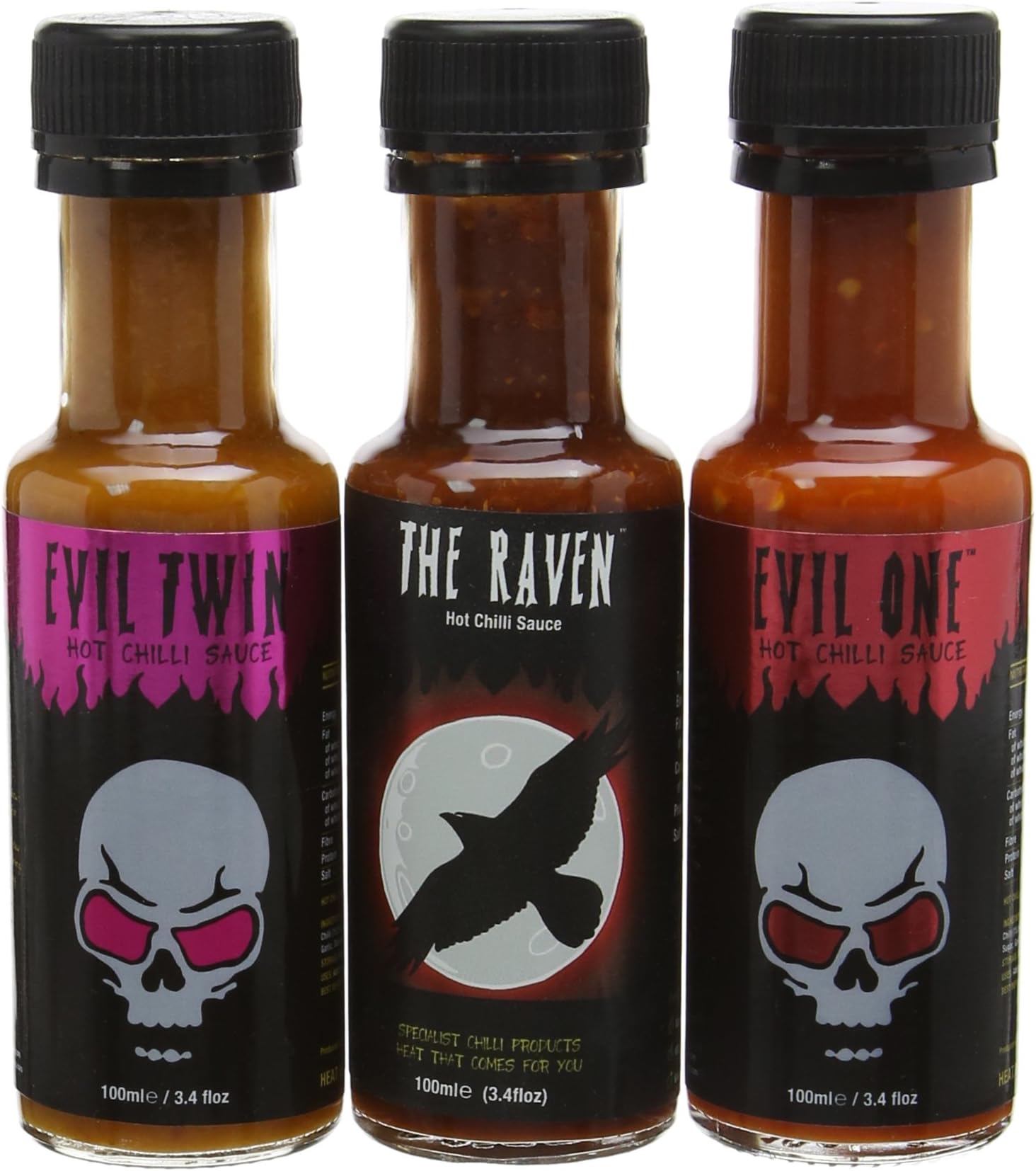 Grim Reaper Evil One/Evil Twin/The Raven Chilli Sauce Gift Pack