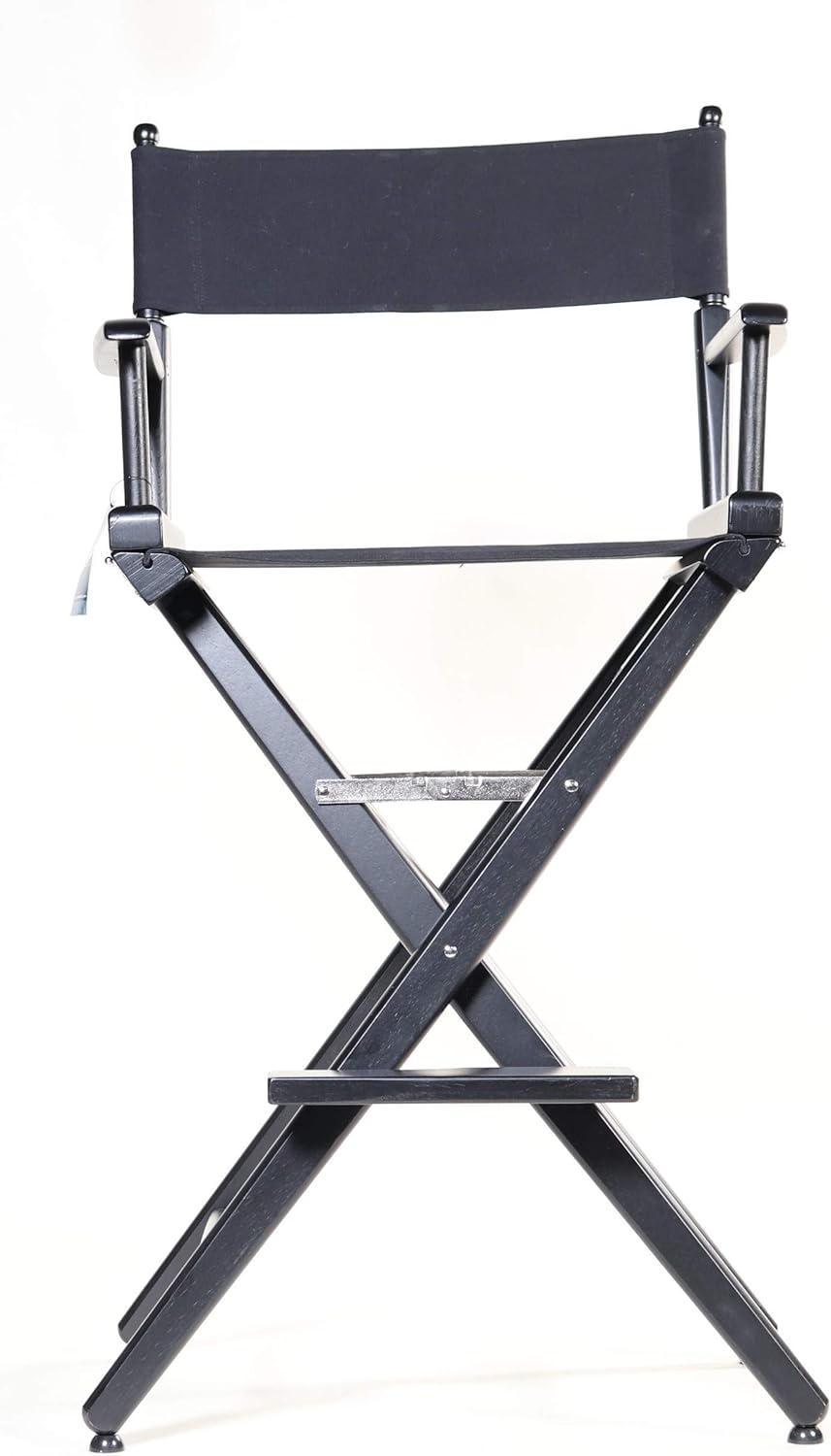 Filmcraft Tall Director's Chair (30", Black Finish, Black Canvas) : Home & Kitchen