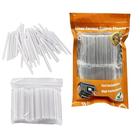 Dia. 2.4mm x 60mm(L) Fiber Optic Fusion Splice Sleeve, 304 Steel Member Heat Shrink Fusion Protection Tube- Pack of 400 Pcs - Clear Color