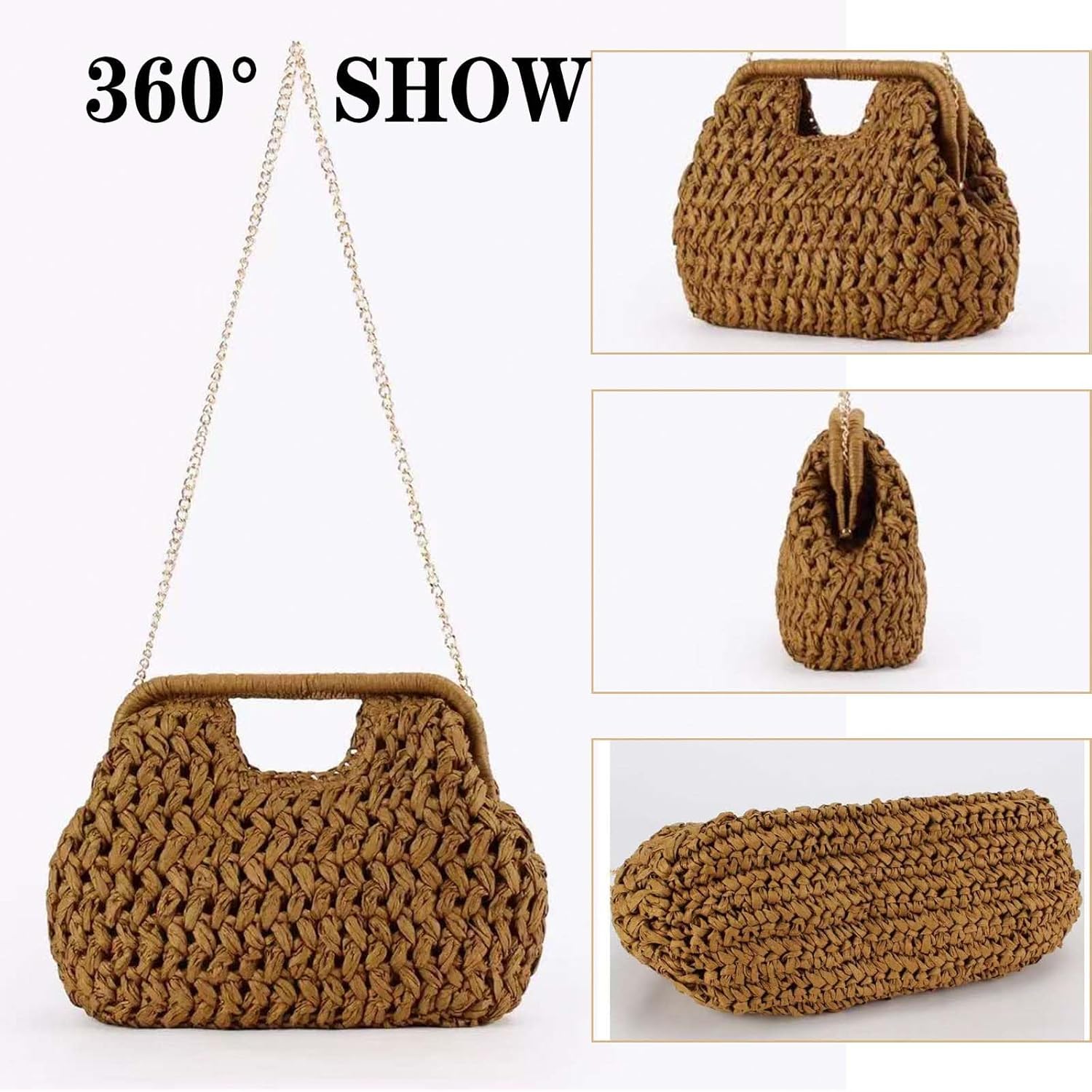 Straw Clutch Purse for Women Woven Beach Dumpling Bags Summer Handbags Vacation Shoulder Crossbody Bag 2026
