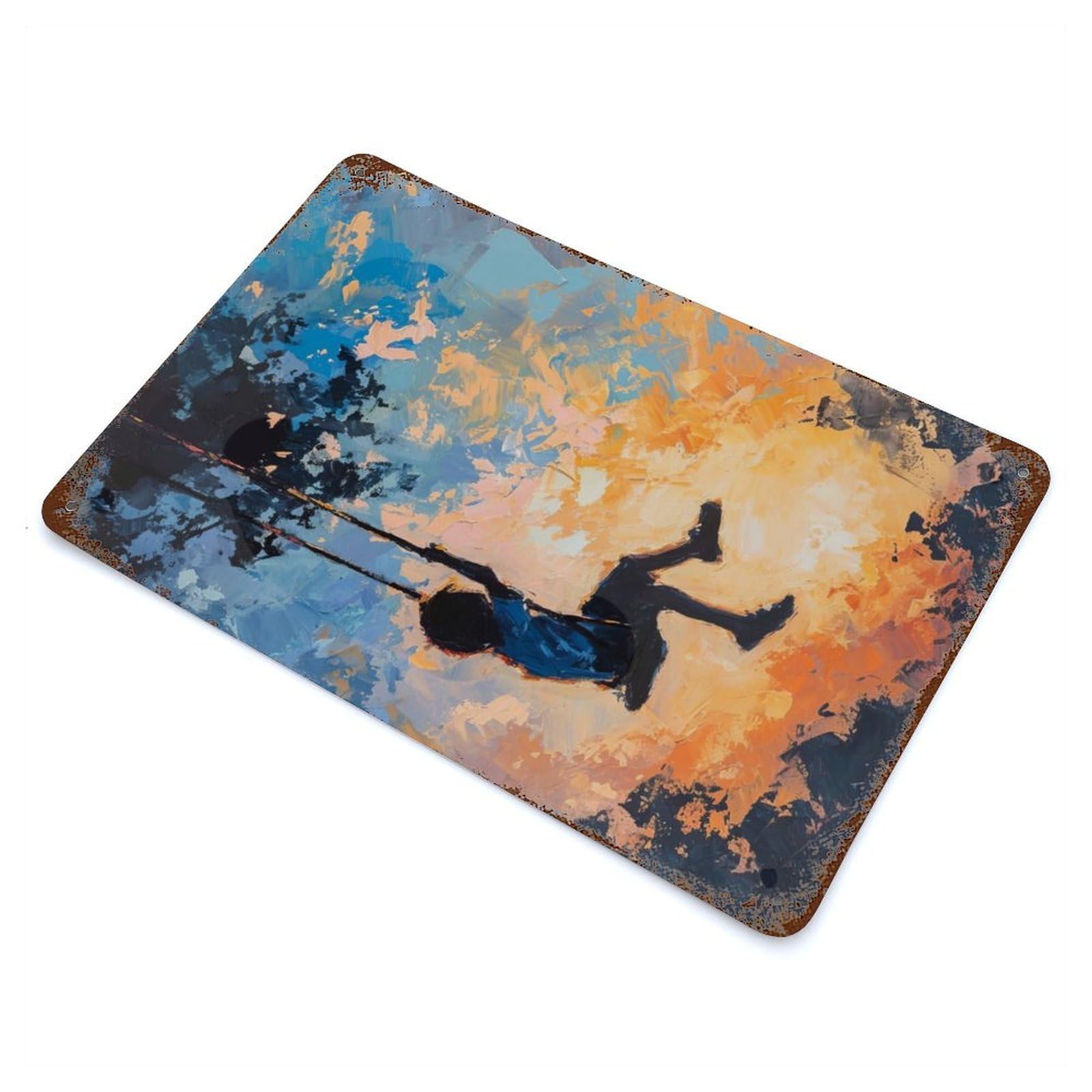 Sunset Swing Rust Effect Tin Sign 11.8"x7.9", for Bistro, Counter And Cafe Decor, Shabby Chic Decor
