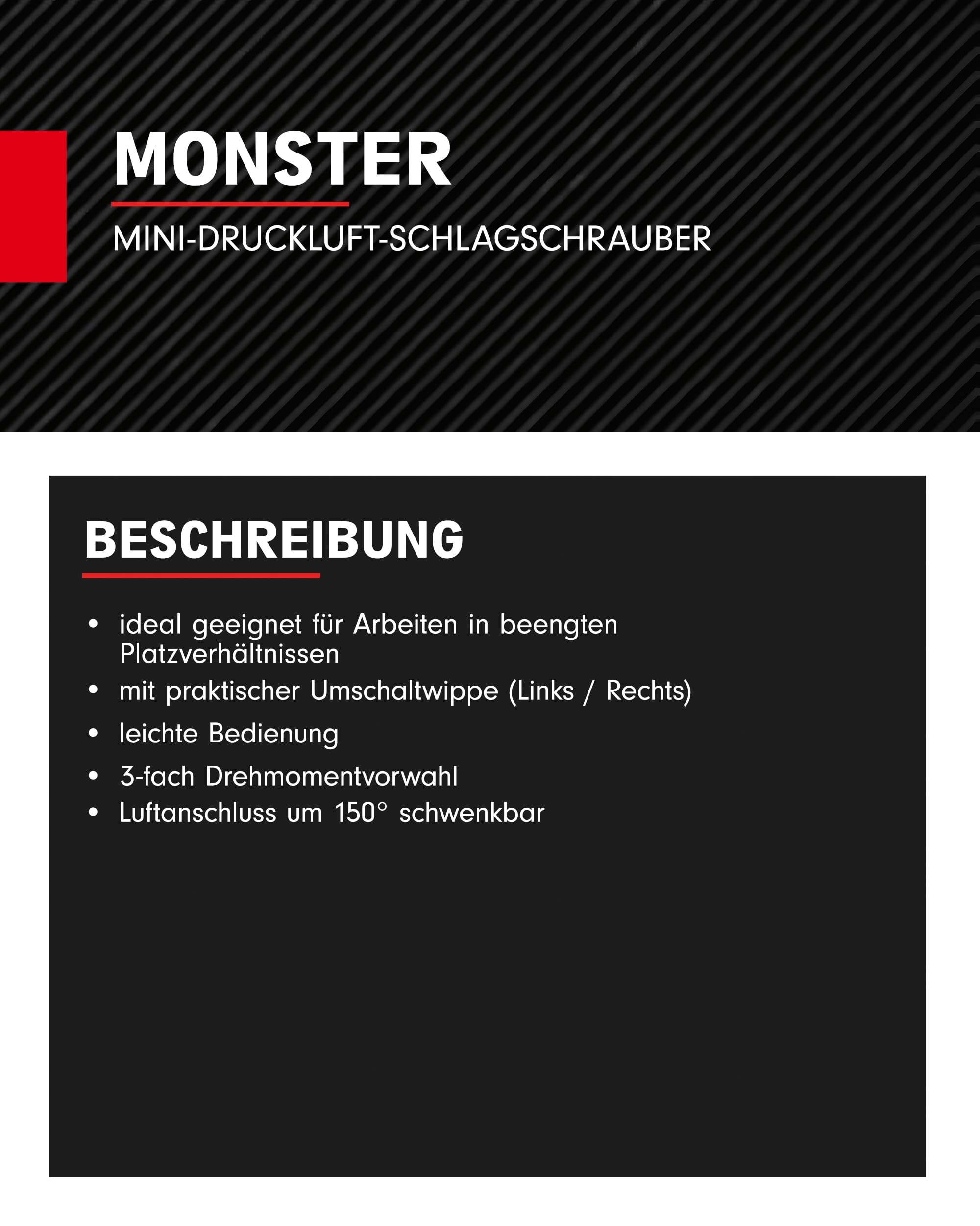 KS Tools Mini Schlagschrauber Druckluft 1/4" MONSTER Xtremelight 515.1470 108Nm I Druckluft Schlagschrauber mit Umschaltwippe (L/R) I 3-fach Drehmomentvorwahl