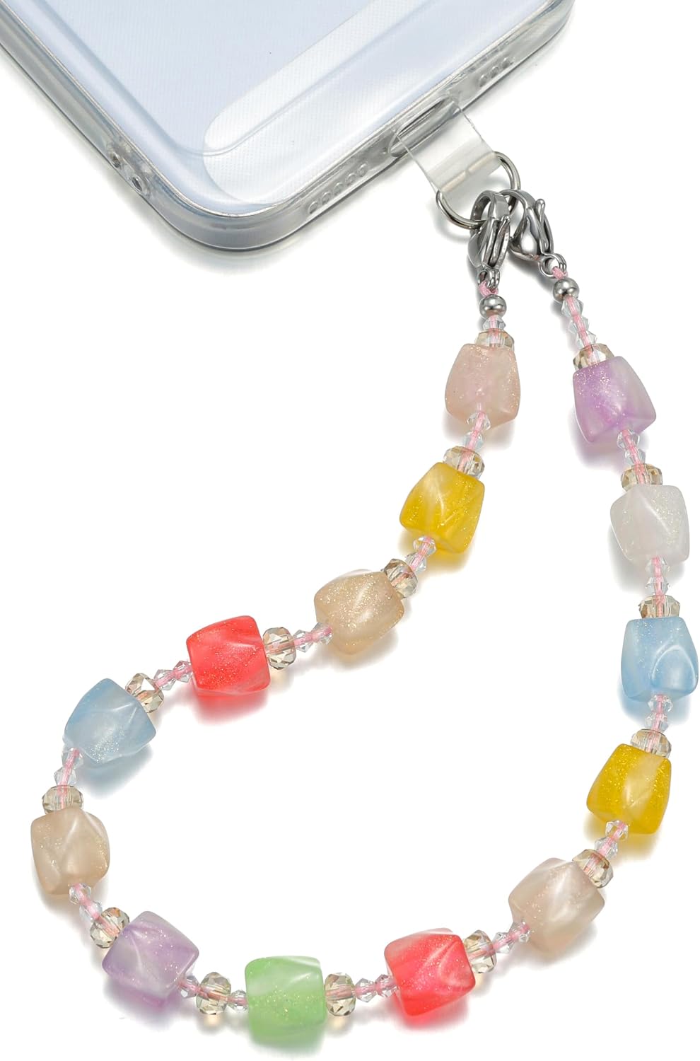 UV Color-Changing Phone Charm Wrist Strap, Magic Glow Lanyard Chain, Bracelet Strap Compatible with iPhone & Most Phone Cases