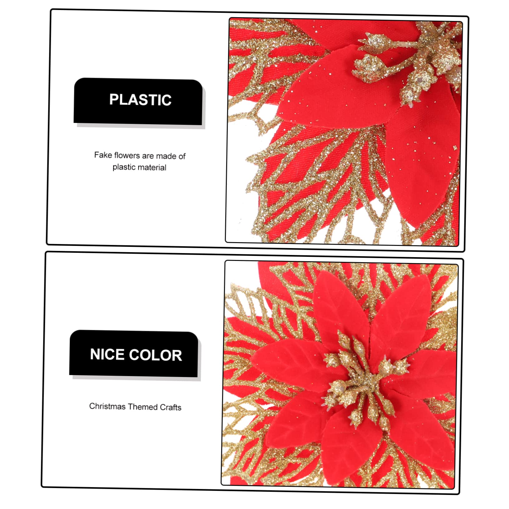 Cabilock 30piezas Flores Artificiales De Navidad para Decoración De Árbol Adornos para De Navidad Accesorios De Flores De Poinsettia Decoración para Bodas y Cumpleaños