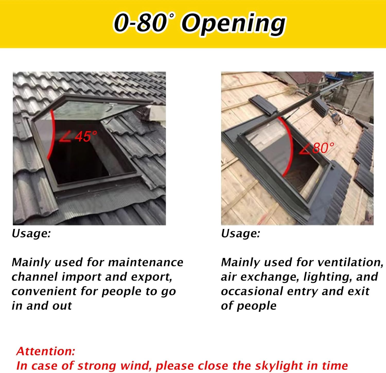 14x14 40x40 Skylight Window - Attic Skylight Lids with 0.8" Double-Layer Tempered Glass & Gas Strut Rods, Large Basement Roof Access (14x28in) for Optimal Natural Light