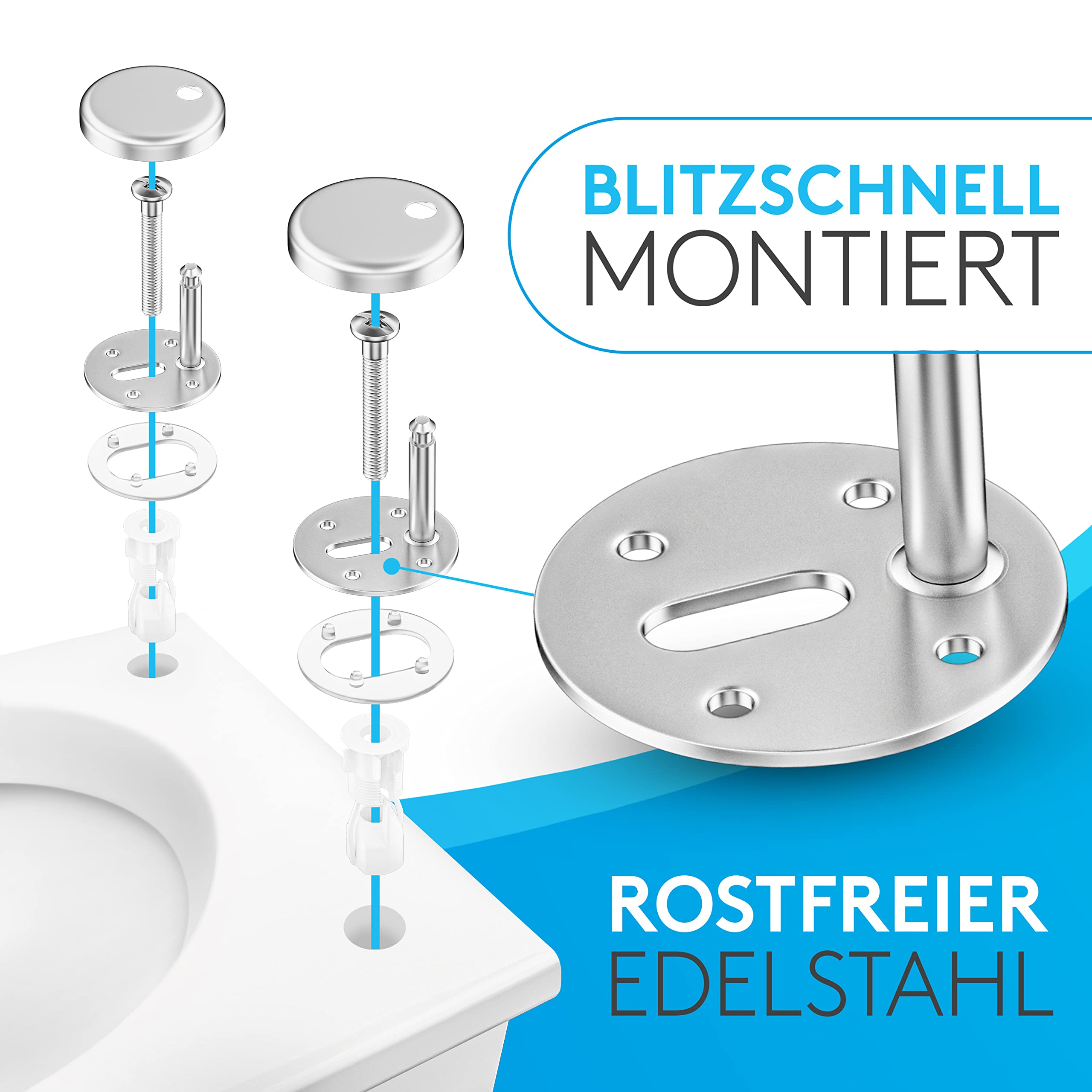 Comodo Klapa toalety z mechanizmem cichego zamykania & Quick Release - Antybakteryjna deska sedesowa w kształcie litery O - Uniwersalna deska sedesowa z Duroplastu