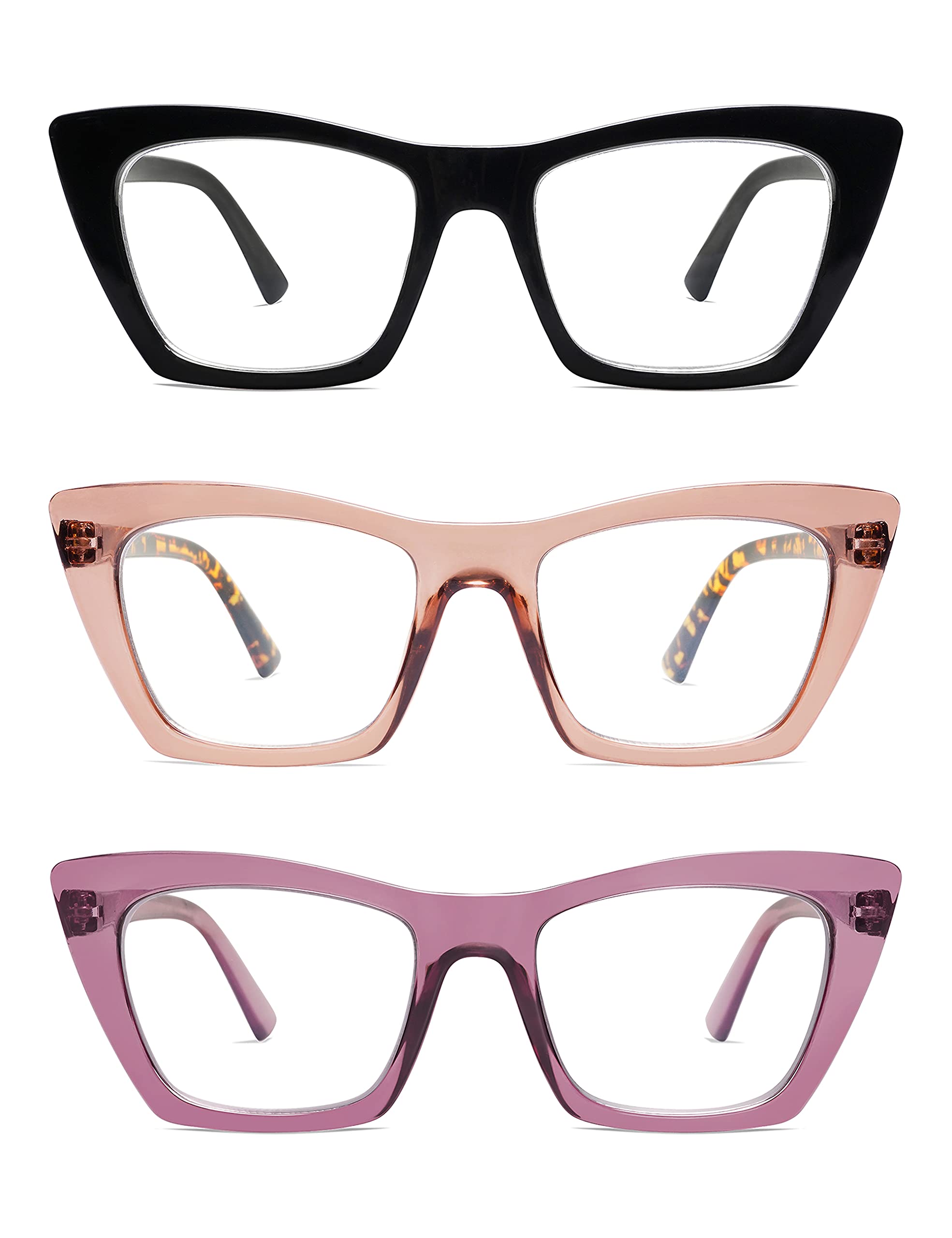 2 pezzi occhiali da lettura oversize donna occhio di gatto alla moda grande luce quadrata blu lettore computer AM6028