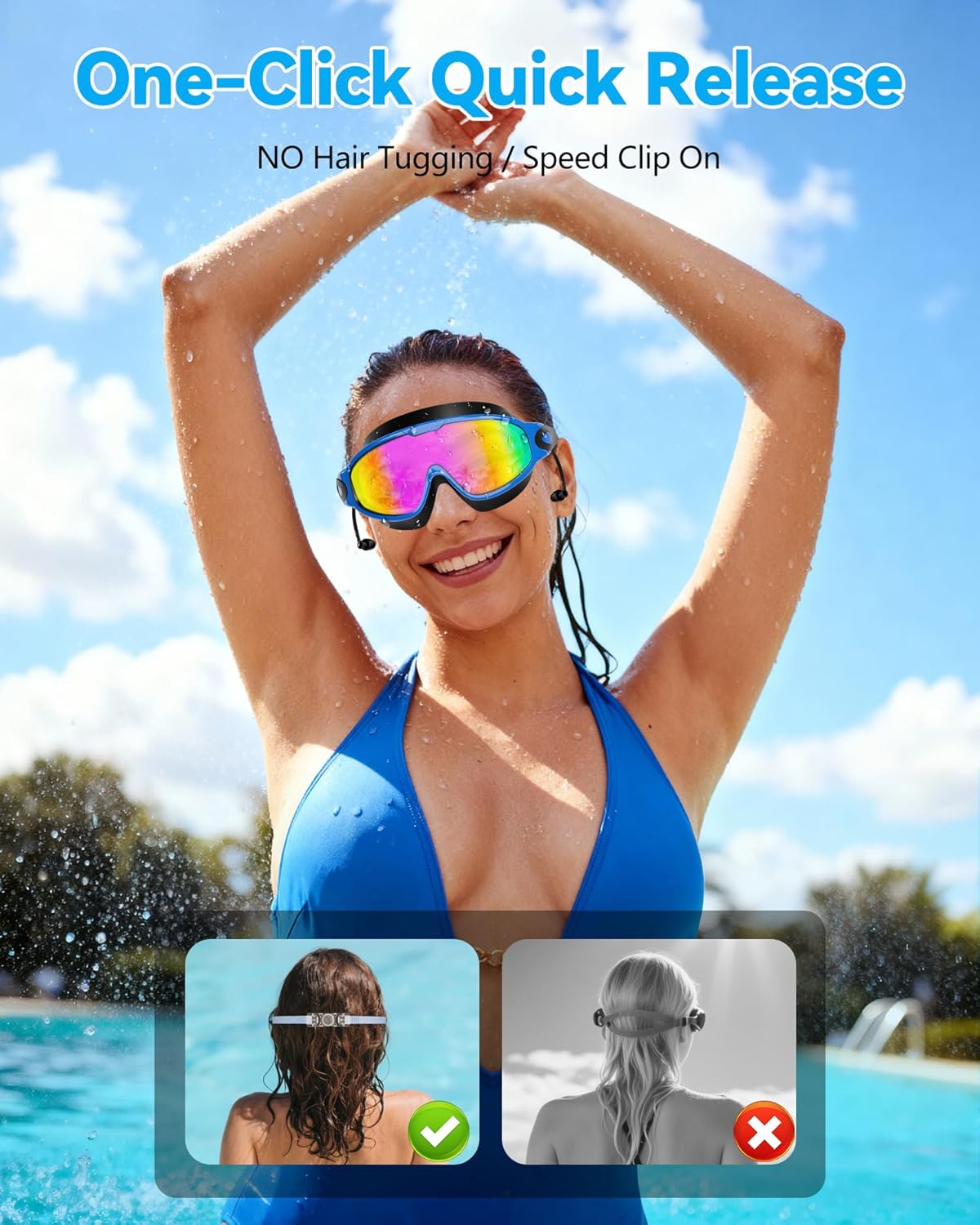 Aegend New Adult Wide View Swim Goggles, Anti-Fog/UV No Leak Swimming Goggles with Ear Plugs for Men & Women - Image 6