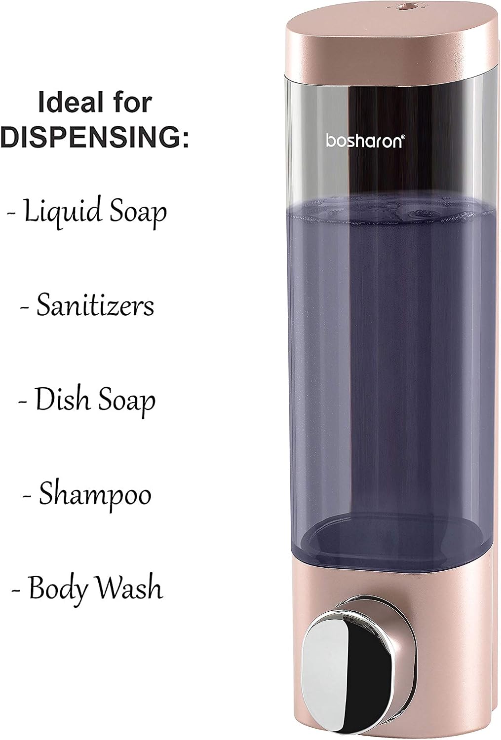 Bosharon Wall Mounted Liquid Soap Dispenser, for Bathroom, Kitchen, Hotels, Restaurants. Shower Soap Dispenser 300 ML (Rose Gold Single Chamber)