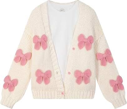 FindThy Women's Kawaii Strawberry Embroidered Cardigan Long Sleeve