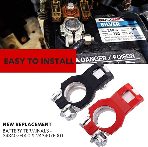 Miniatura 3 de Acouto Terminal de batería 243407F000 243407F001 Cable de coche Abrazadera de conector positivo y negativo Terminal de batería Set para para