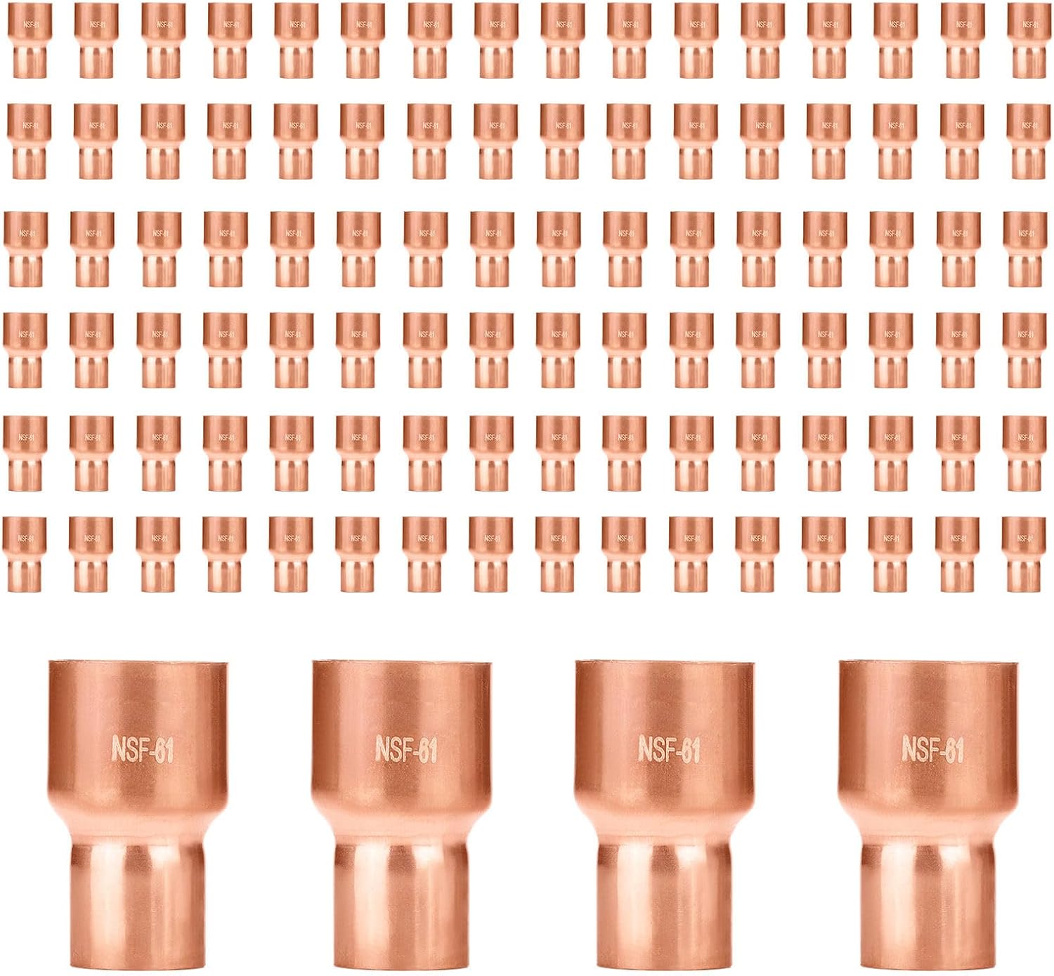 10 Pcs Seelink Copper Fittings, 3/4" FTG x 1/2" C Reducing Fitting with Sweat Solder Connection, for Residential and Commercial Pipe Tubing