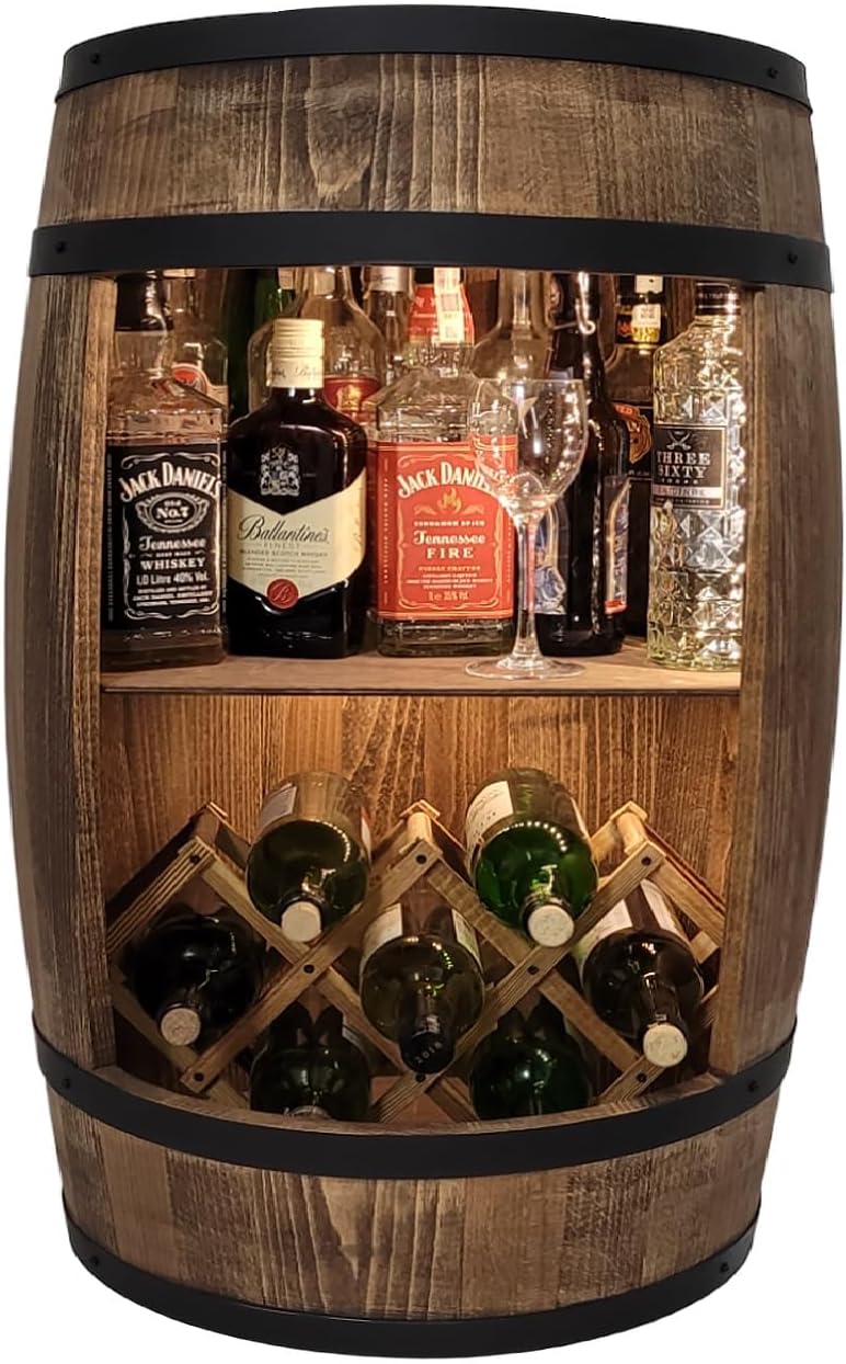 Armoire Bar Tonneau Décoratif 200L – Noir Mat – Fabrication Française