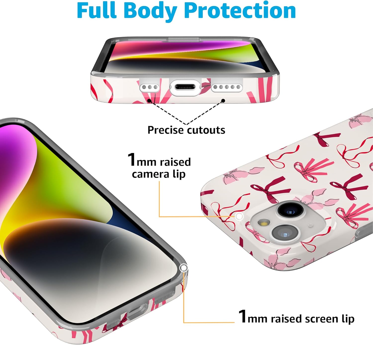 Casely iPhone 15 Case | Lover Girlie | Pink Bows | Compatible with MagSafe | Classic Ultra Slim Design