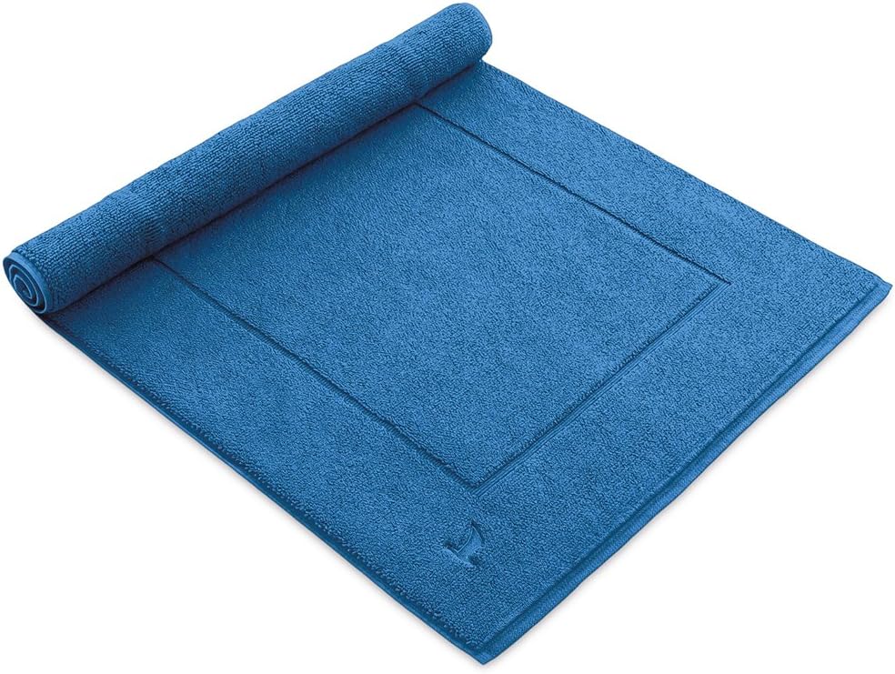möve Superwuschel bath mat 60 x 60 cm made of 100 % cotton, cornflower