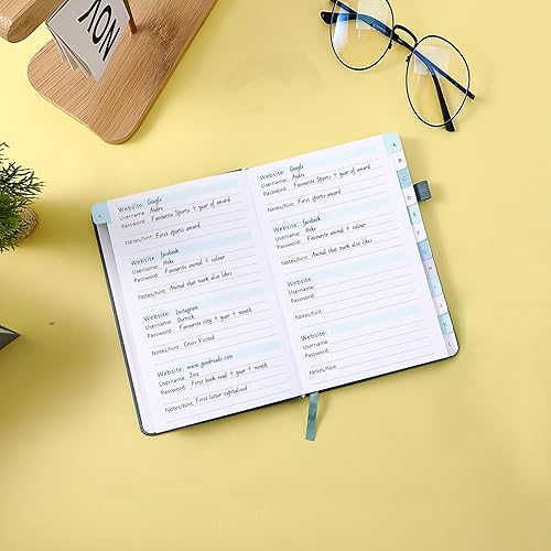 Miniatura 4 de Libro de contraseñas con pestañas alfabéticas, pequeño guardián de contraseñas con páginas a color, organizador de cuadernos de contraseñas para