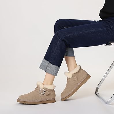 Snow Boots for Women Suede Anti-Slip Warm Fur Lined Women's Winter Ankle Booties Waterproof Outdoor Boots Comfortable Shoes