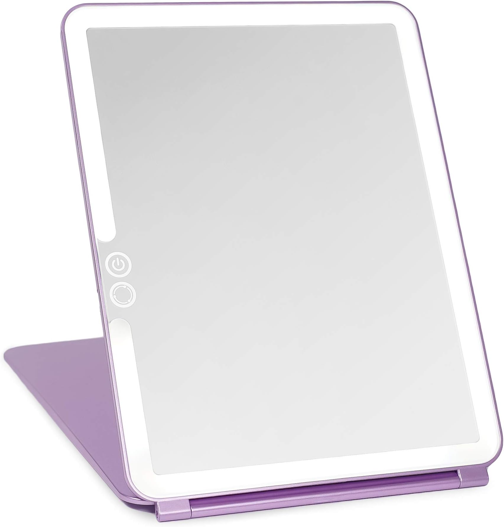 LUNA London Eclipse LED Lighted Travel Vanity Makeup Mirror | 3 Colour Light, Compact, Portable, Lighted, Rechargeable, Illuminated Mirror | Perfect for Travel, Makeup & Beauty Needs | Lavender