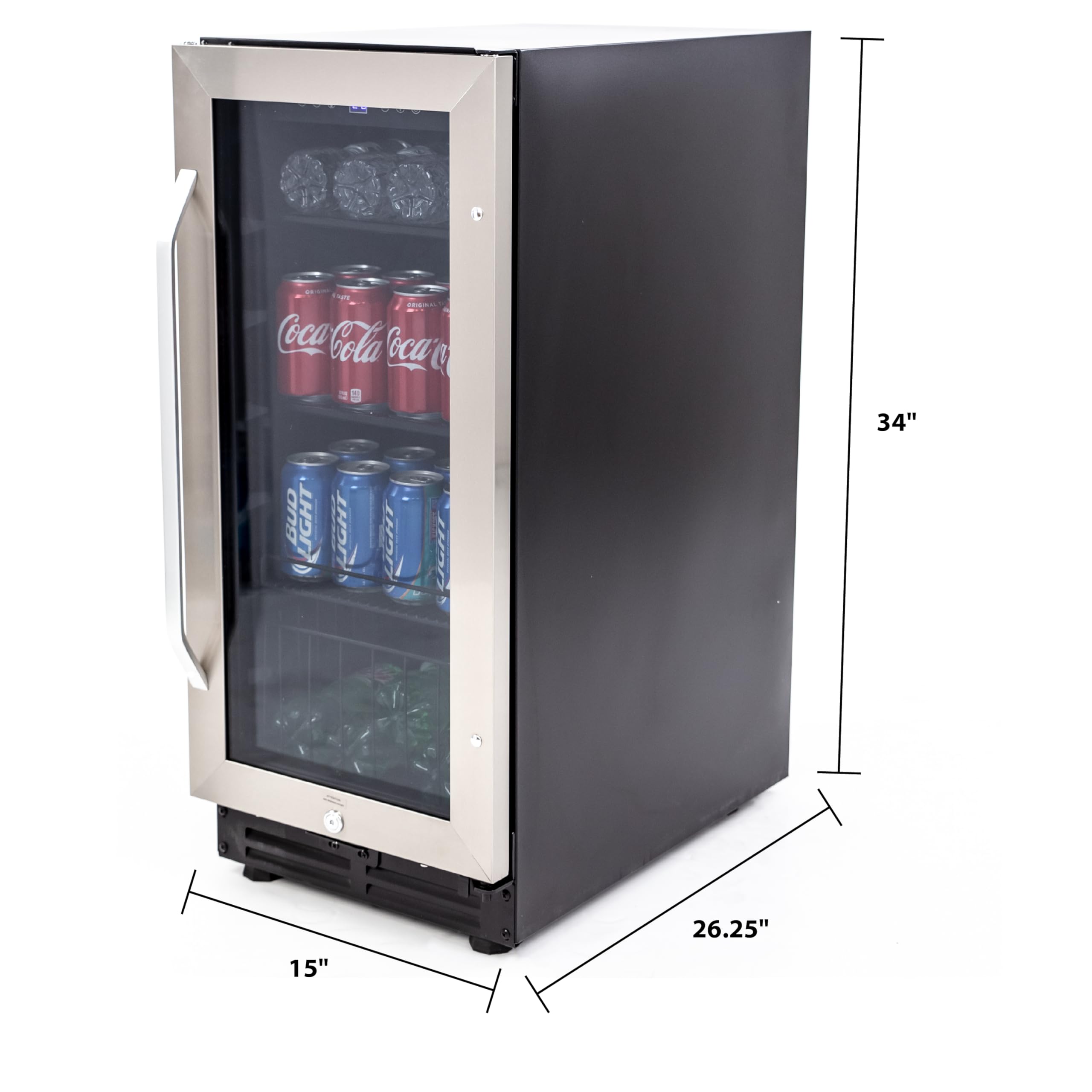 Avanti Beverage Cooler With Glass Door 72 Can Mini Refrigerator With Lock For Beer Soda Water Wine With Digital Temperature Control, 3.1-Cu.Ft., Metallic on Fridge.com - View 5