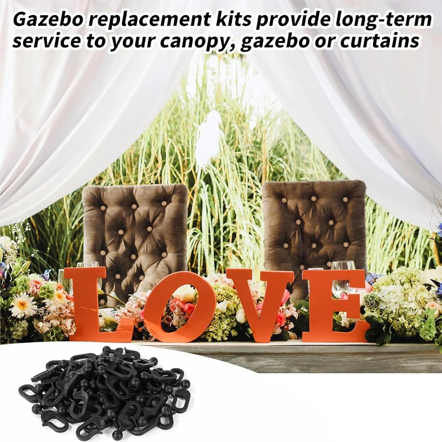 Gazebo Curtain Hooks 200pcs Plastic Curtain Hooks for Gazebo Curtains Invisible Track Hook Sunshade Awning Net Accessories