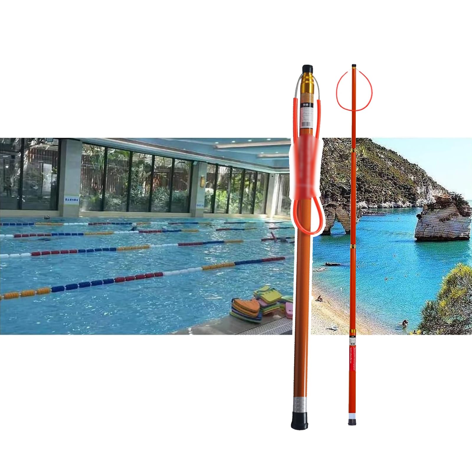 Gancho salvavidas retráctil para piscina, longitud ajustable de 4,5 a 6,5 m, reflectante, soporta hasta 120 kg, ideal para ancianos, niños, adultos, barcos