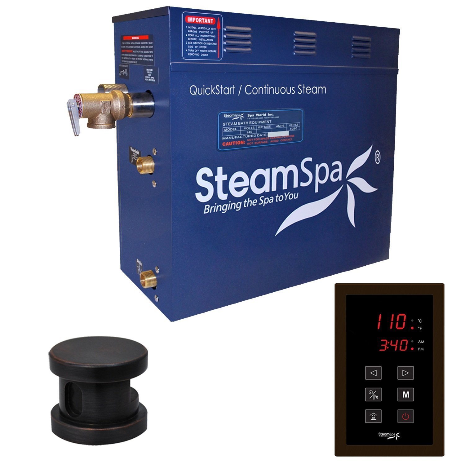 Steam Spa OAT750OB Oasis 7.5 KW Quick Start Acu-Steam Bath Generator Package, Oil Rubbed Bronze
